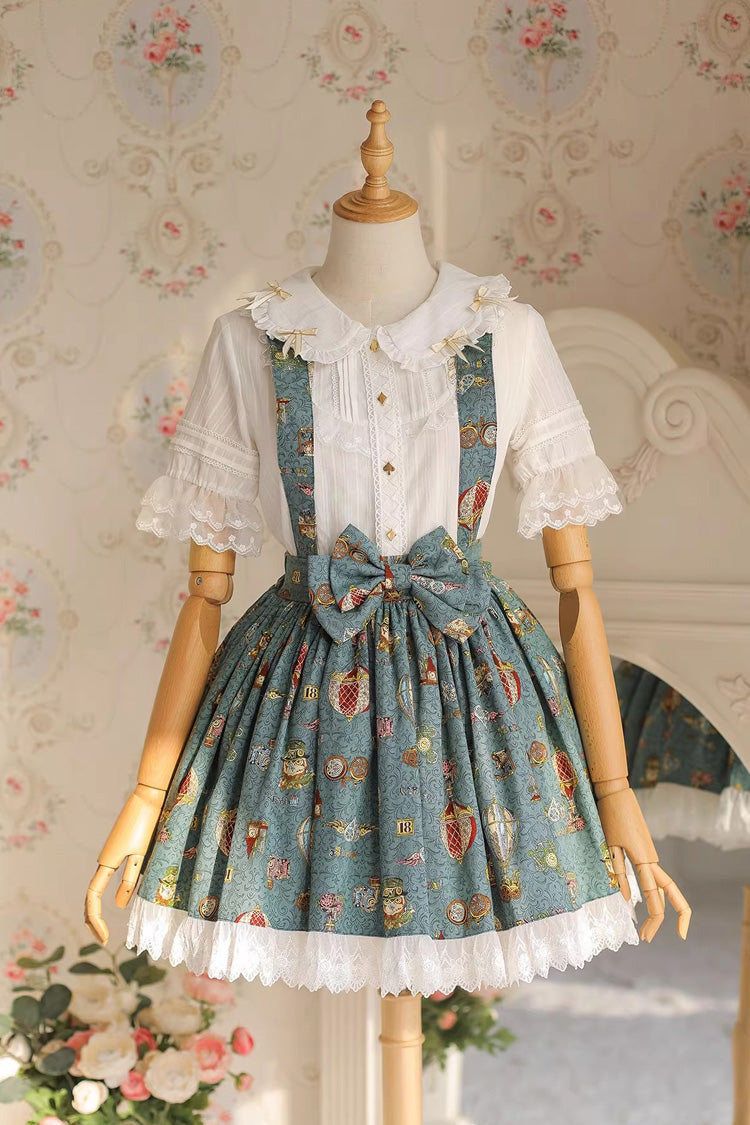 Mechanical Balloon Printed Bow Lace Sweet Lolita Jsk Dress 2 Colors
