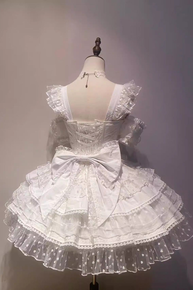 White Pray Multi-Layered Bowknot Lace Sweet Lolita Dress