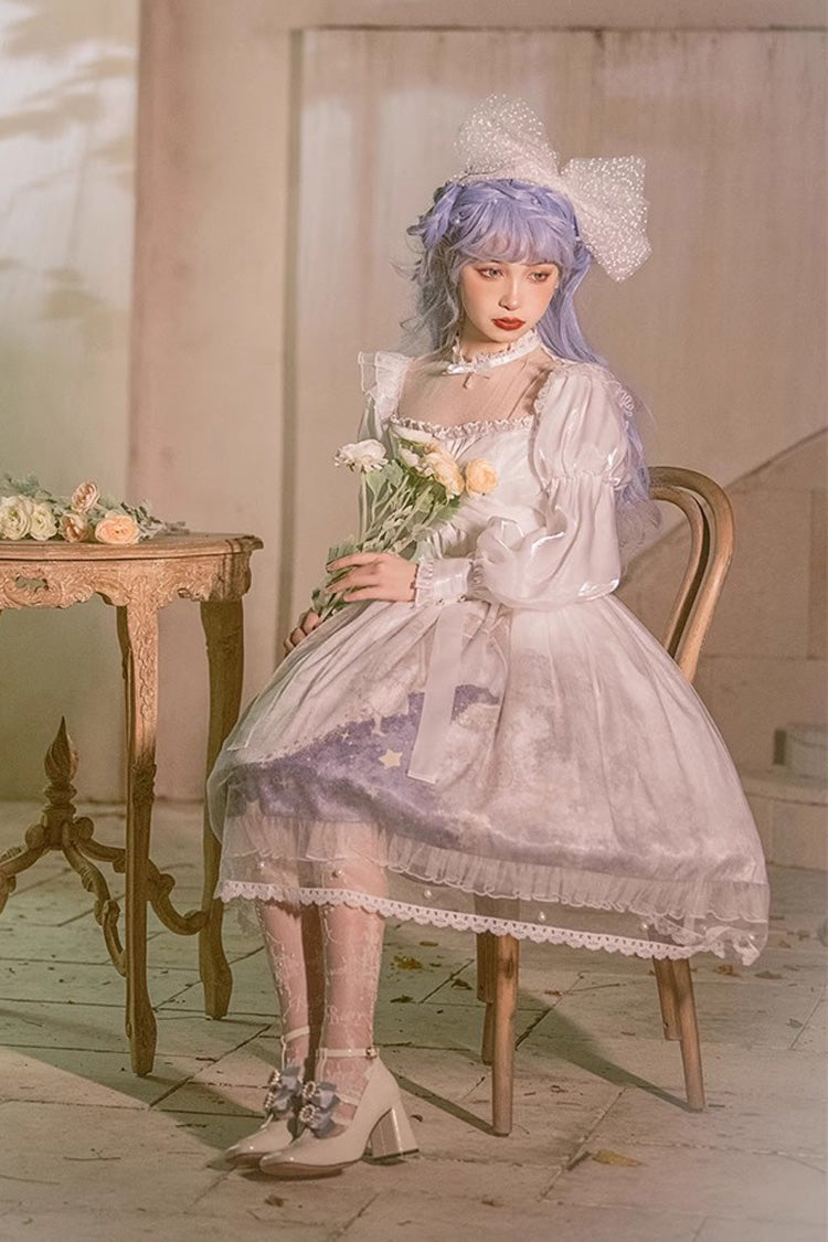 Multi-Color Long Lantern Sleeves Print Ruffle Sweet Princess Lolita Jsk Dress