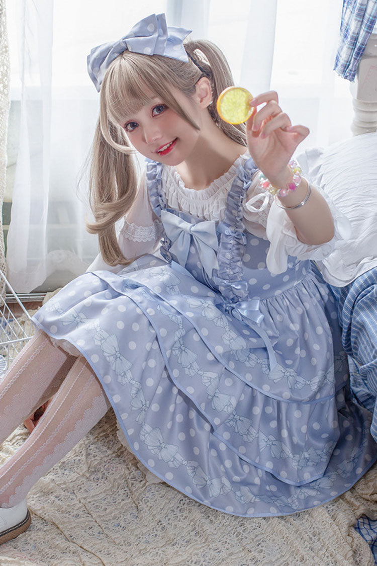 Polka Point Print Bowknot Multi-Layer Princess Sweet Lolita Jsk Dress