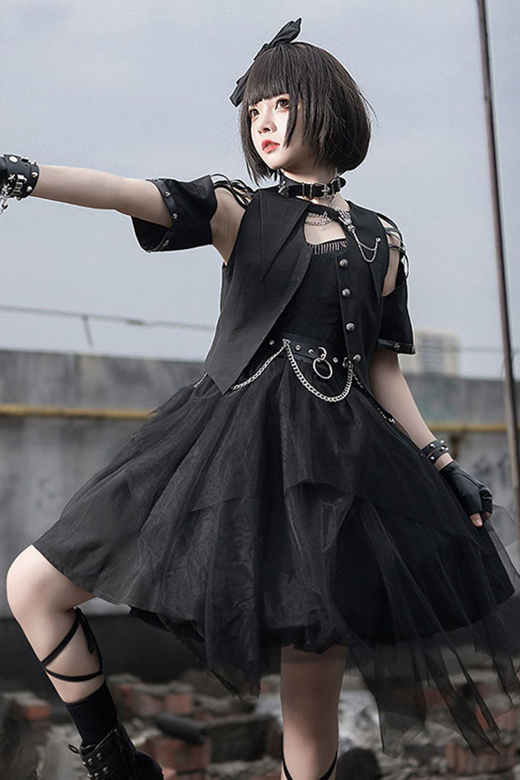 Dark Praise Of The Black Crow Sleeveless Punk Irregular Gothic Lolita Jsk Dress