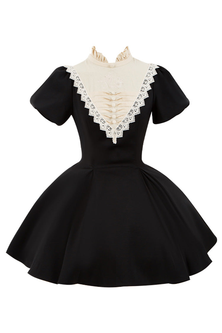 Black Letters and Poems·Nocturne Nun Long Sleeves Ruffle Gothic Lolita Short Dress