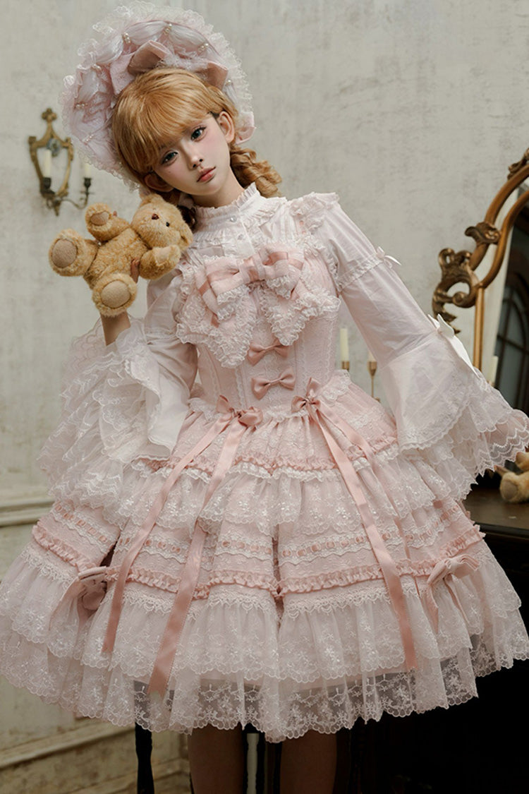 Pink Reinas Sleeveless Ruffle Bowknot Lace Sweet Lolita Jsk Dress