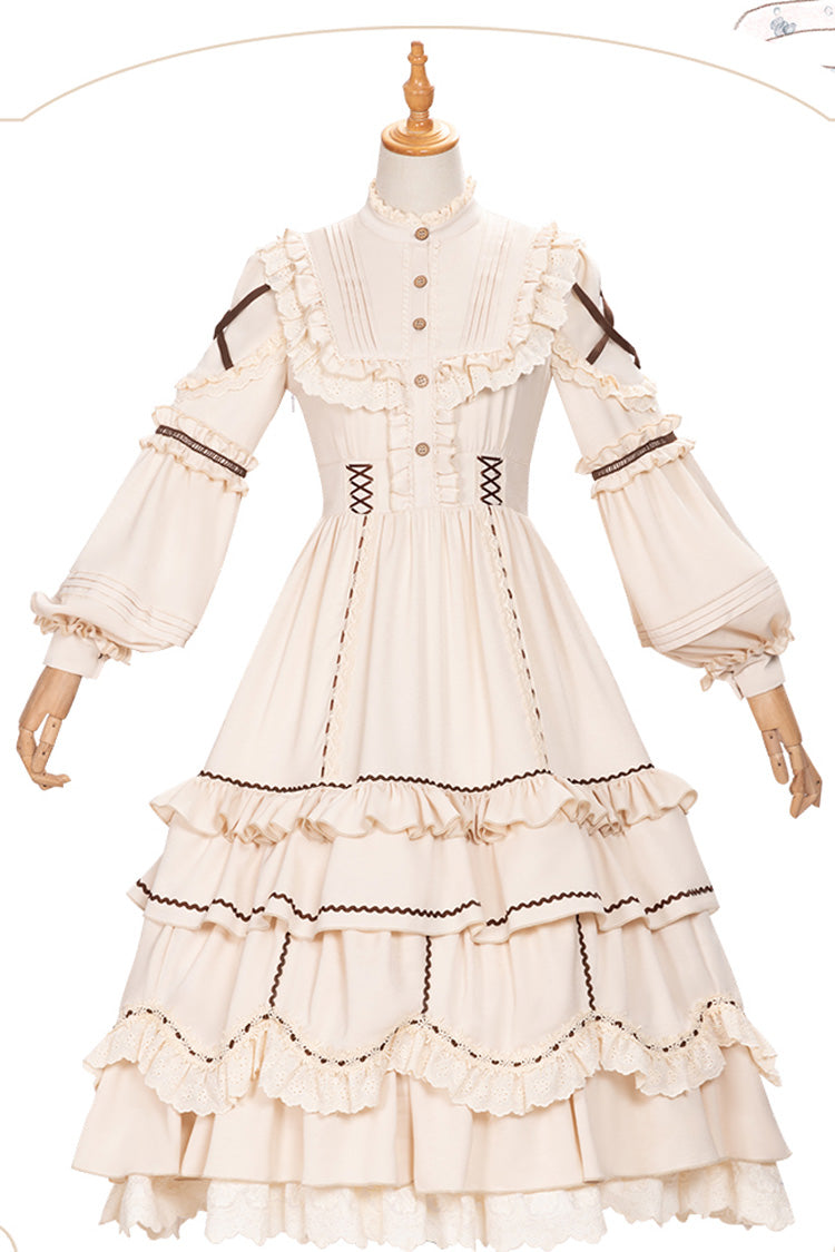 Ivory Long Sleeves Multi-layer Ruffle Shepherdess Sweet Princess Lolita Dress