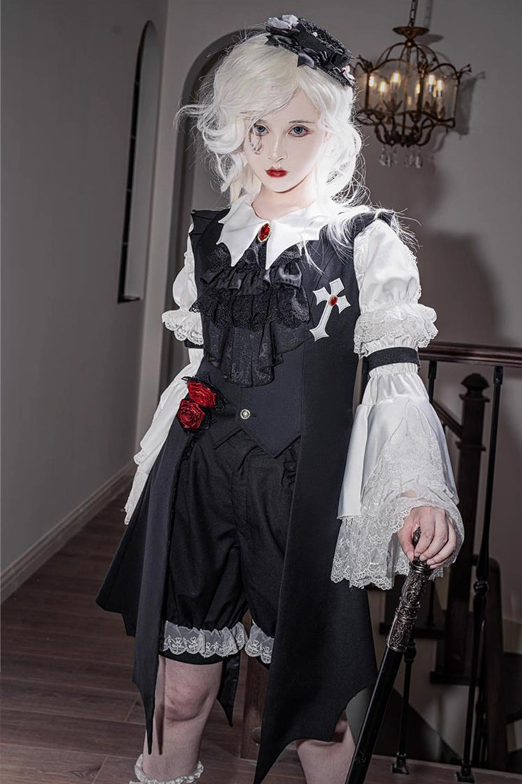 Black Night Rose Sleeveless Ouji Prince Handsome Lolita Vest