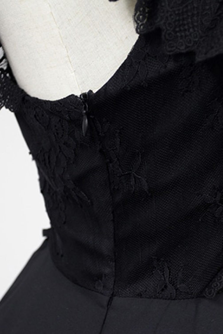 Ballet of the Dead Double-Layered Embroidery Lace-Up Gothic Lolita Jsk Dress (Cape Included)