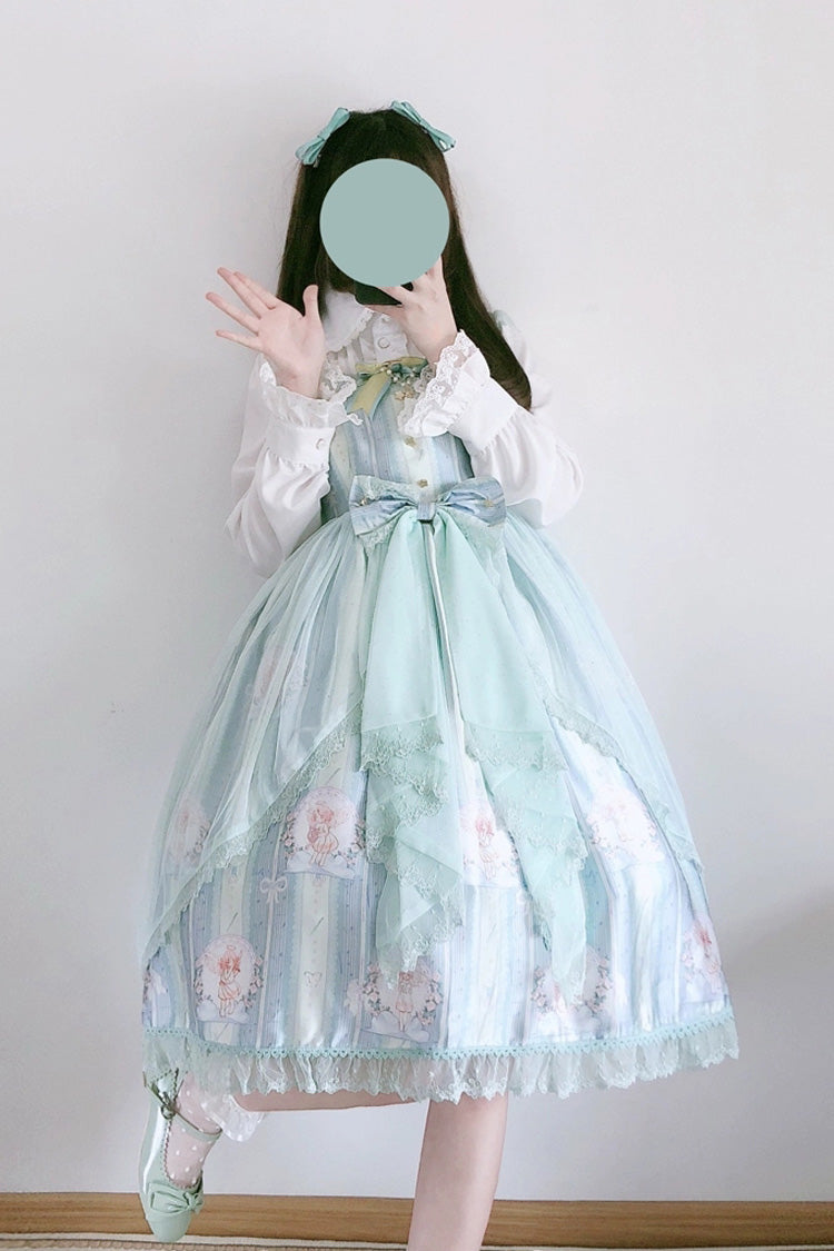 Angel's Hymn Print Ruffle Bowknot Sweet Lolita Jsk Dress 2 Colors