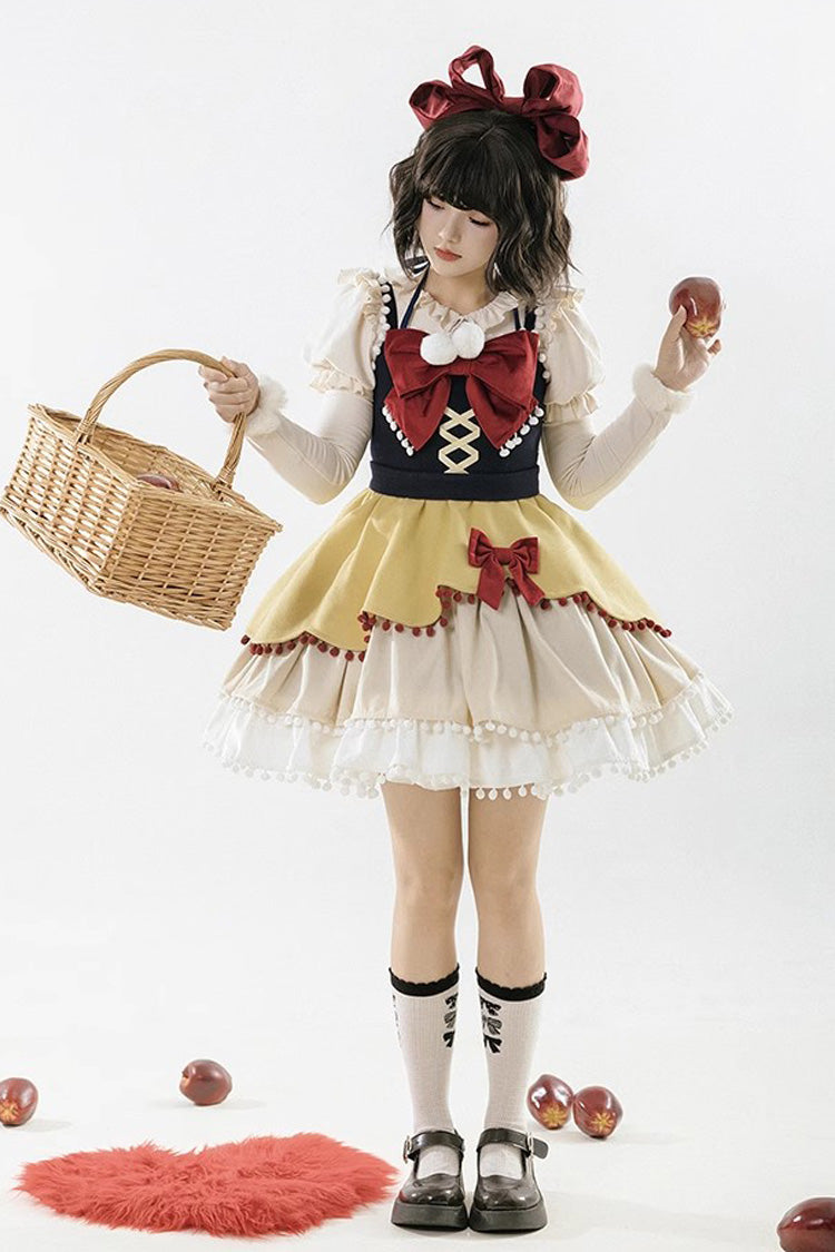 Confession Function Multi-layer Ruffle Bowknot Color Matching Autumn Winter Sweet Lolita Jsk Dress
