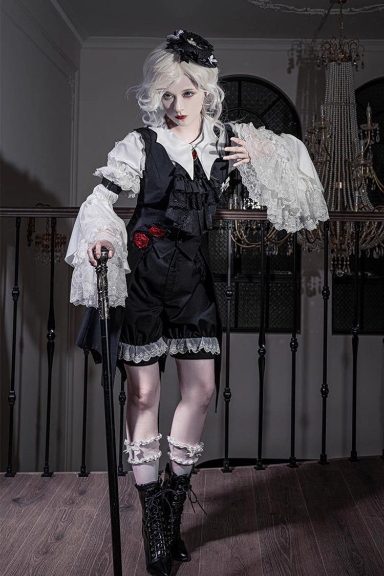 Black Night Rose Sleeveless Ouji Prince Handsome Lolita Vest