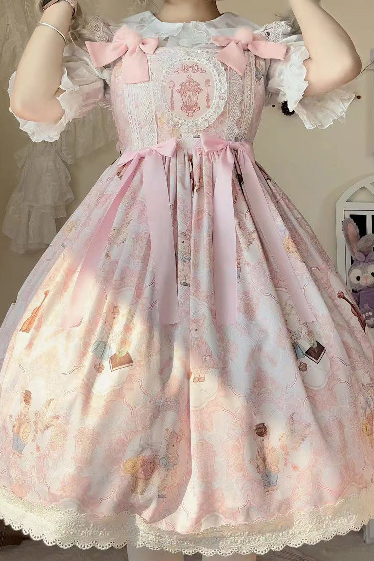 Sweetheart Party Sleeveless Printed Ruffled Embroidered Lace Sweet Lolita Jsk Dress 3 Colors