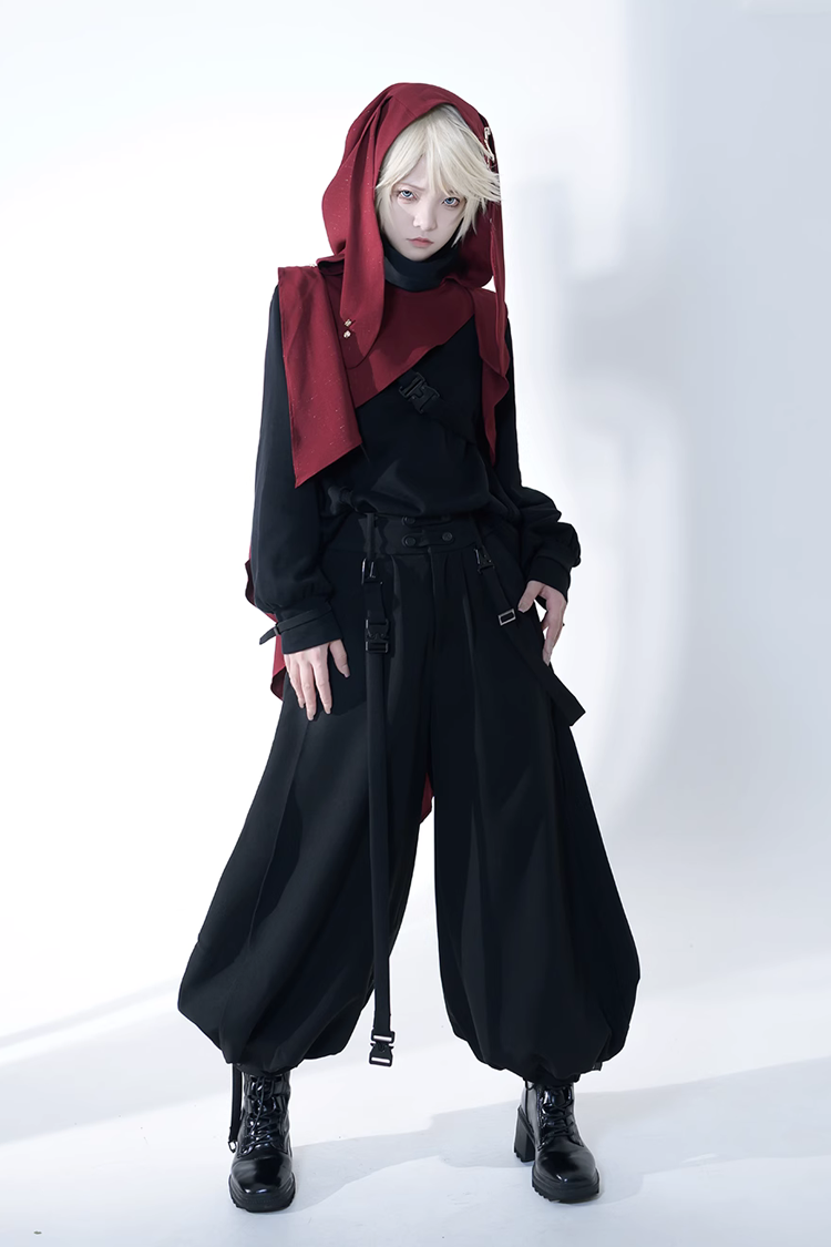 Black Functional Rabbit Cool and Handsome Ouji Lolita Pants