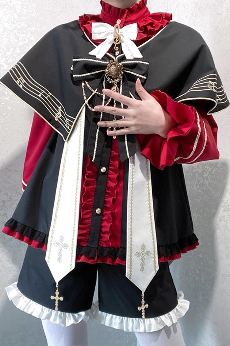 Black/Red The Choir of The Church Ouji Fashion Gothic Prince Lolita Set (Younger Brother Version)