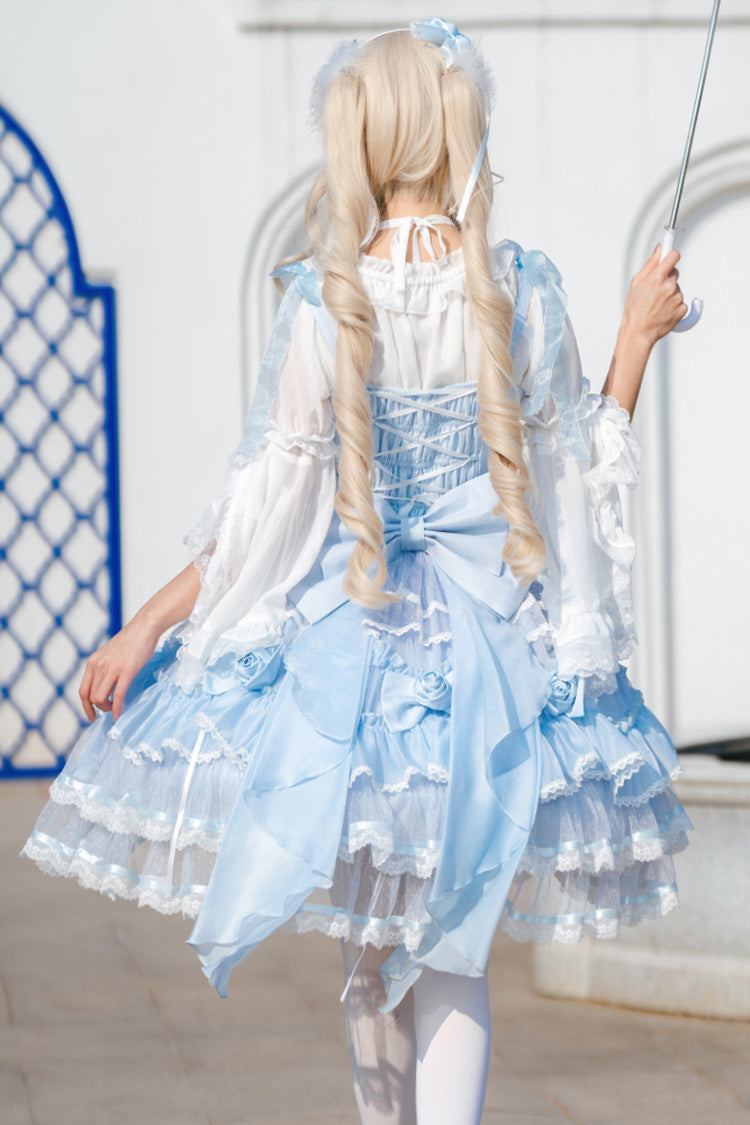 Moonlight Mirror Sleeveless Triple-Layered Ruffle Bowknot Lace Sweet Elegant Lolita Jsk Dress 2 Colors