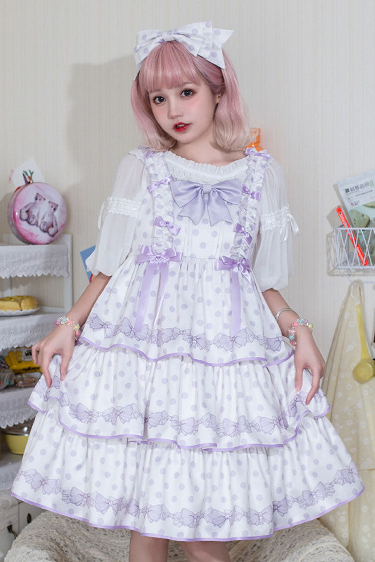 Polka Point Print Bowknot Multi-Layer Princess Sweet Lolita Jsk Dress