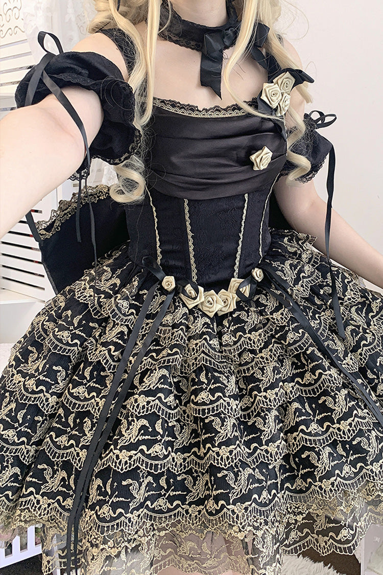 Black Angel Sweetheart Multi-Layered Lace Sweet Princess Ballet Lolita Dress