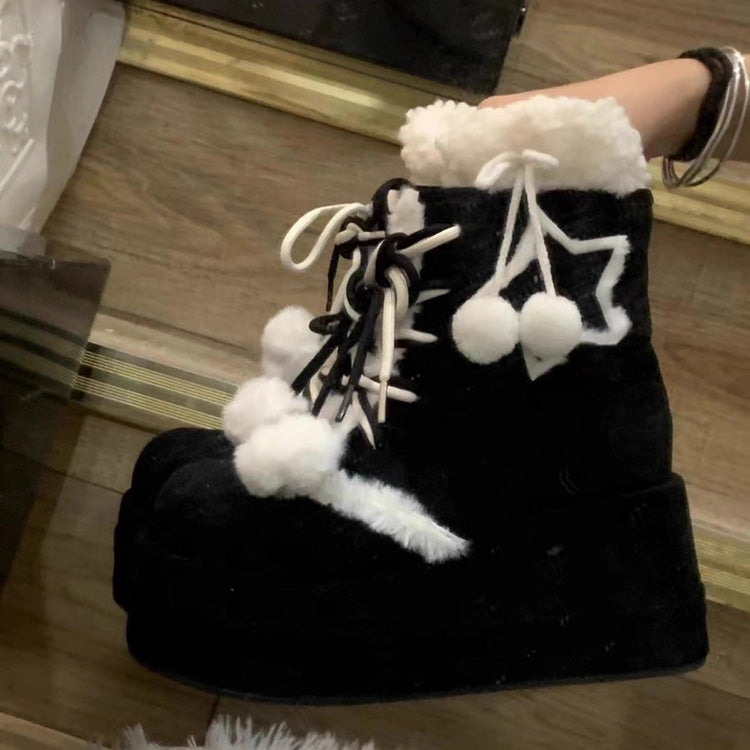 Sweet Star Fleece-Lined Warm Lolita Martin Boots 2 Colors