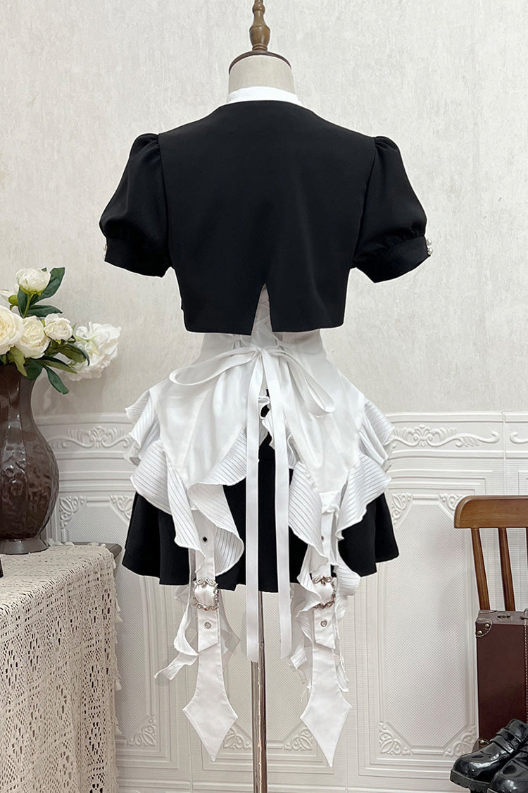 White Ruffle Irregular Clown Pointed Collar Gothic Ouji Lolita Blouse