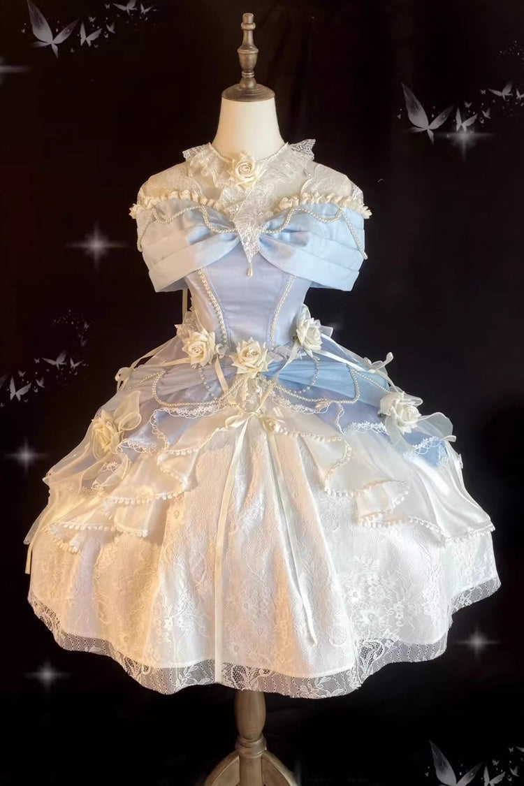 Blue Hanayome Cardigan Elegant Princess Sweet Lolita Strapless Dress