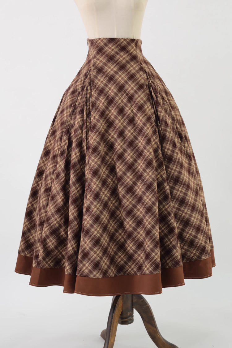 Brown Broken Pocket Watch Printed Detective-Style Classic Lolita Full Skirt