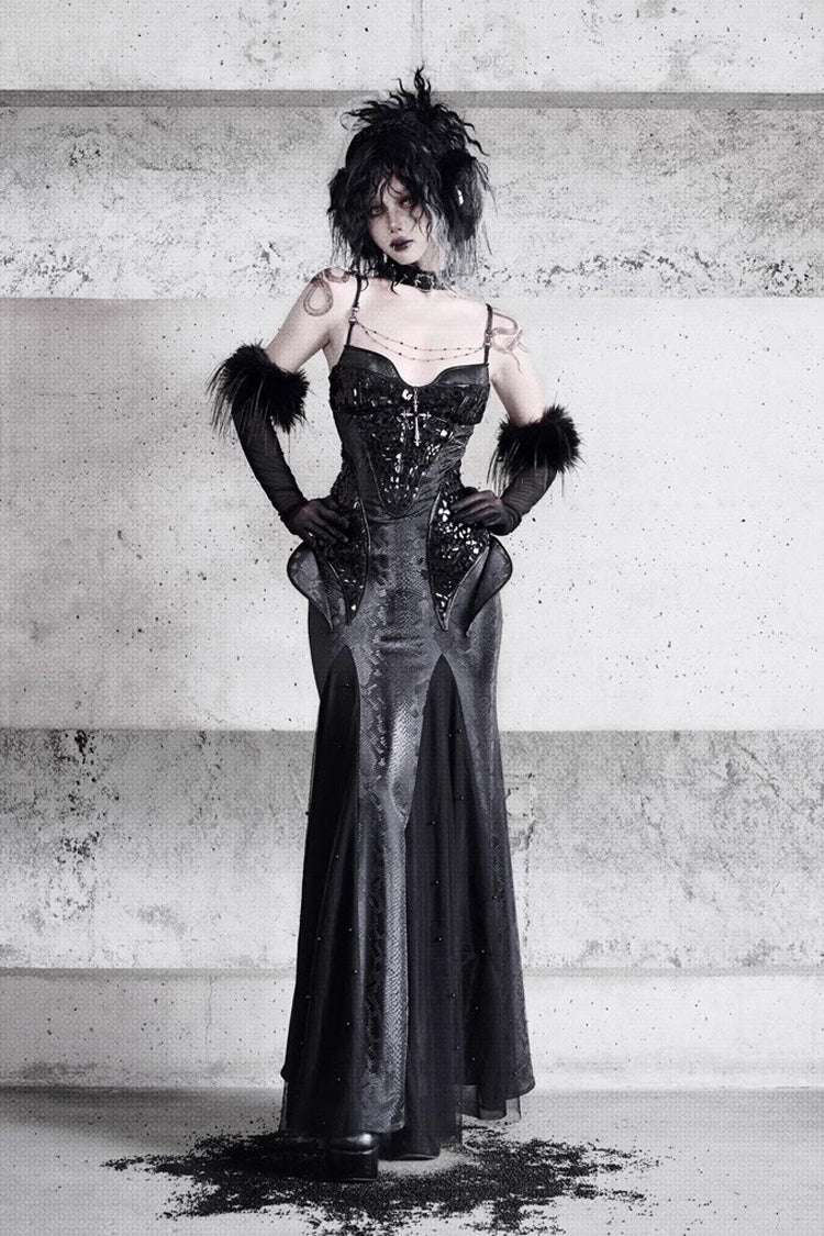 Black Snake Eye Shadow Sleeveless Print Stitching Slim Gothic Lolita Jsk Dress