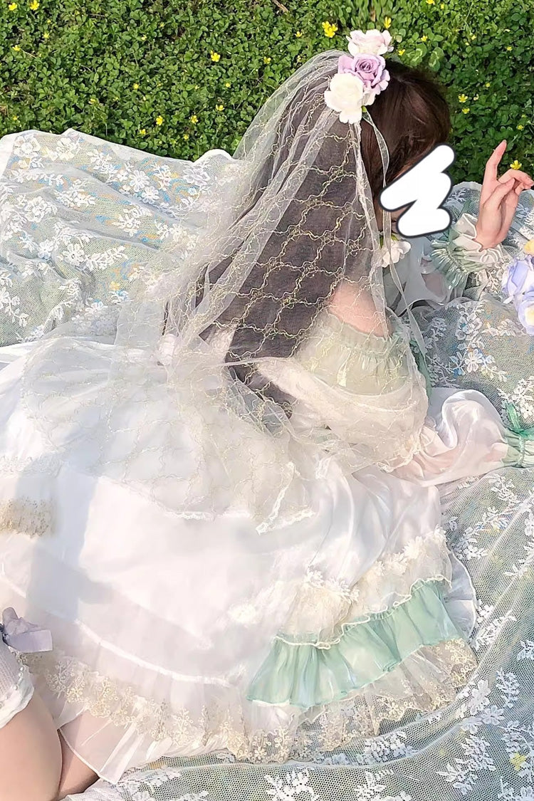 Green Spring of Boliya Long Sleeves Multi-Layered Ruffle Bowknot Lace Lace-Up Sweet Princess Lolita Dress