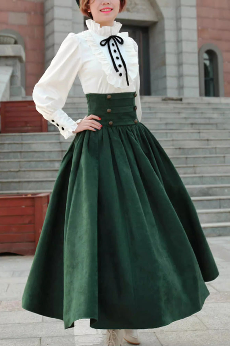 Magic Academy High Waisted Multi-Layered Ruffle Lace-Up Sweet Vintage Lolita Skirt 3 Colors