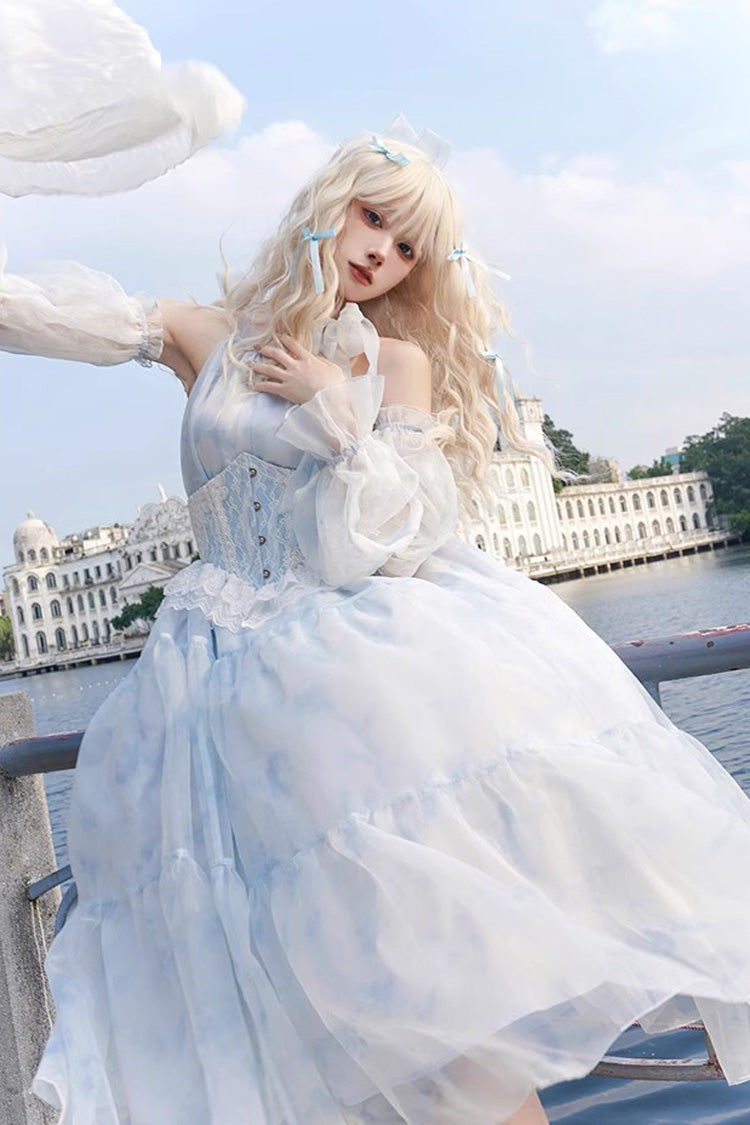 Glacier Blue Bubble Love Hanayome Tie-dyed Sweet Elegant Lolita Dress