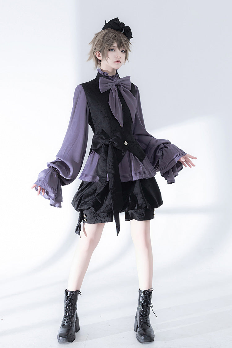 Purple Hunting Rabbits Long Sleeves Bowknot Gothic Vintage Ouji Fashion Lolita Blouse