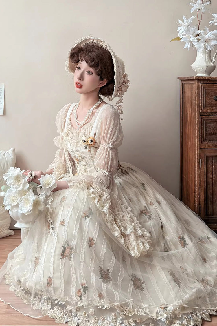 Apricot Chloris Printed Embroidered Lace Sweet Lolita Jsk Dress