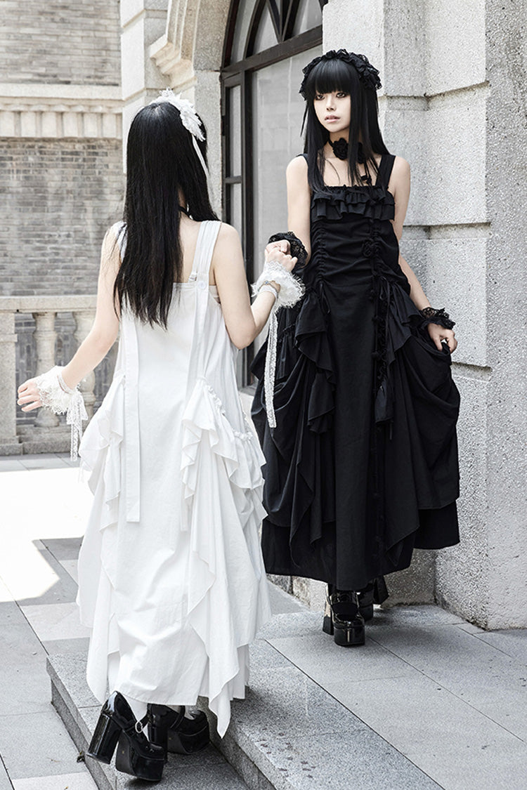 White Dream Sleeveless Ruffle Gothic Lolita Strap Dress