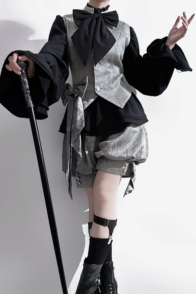 Grey Rabbit Hunt Dark Pattern Jacquard Print Ouji Vintage Prince Lolita Shorts
