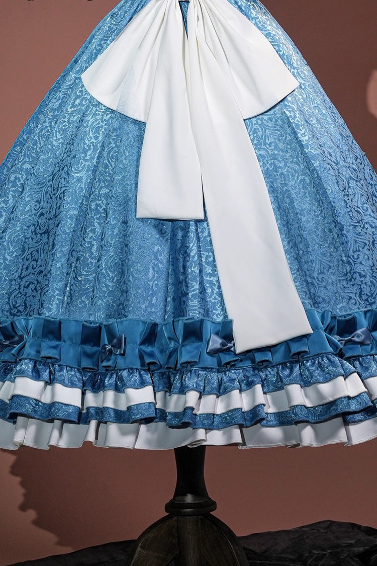 Blue Identity V Journalist Alice in Dreams Multi-Layered Ruffle Cardigan Bowknot Classic Cosplay Lolita Dress Set