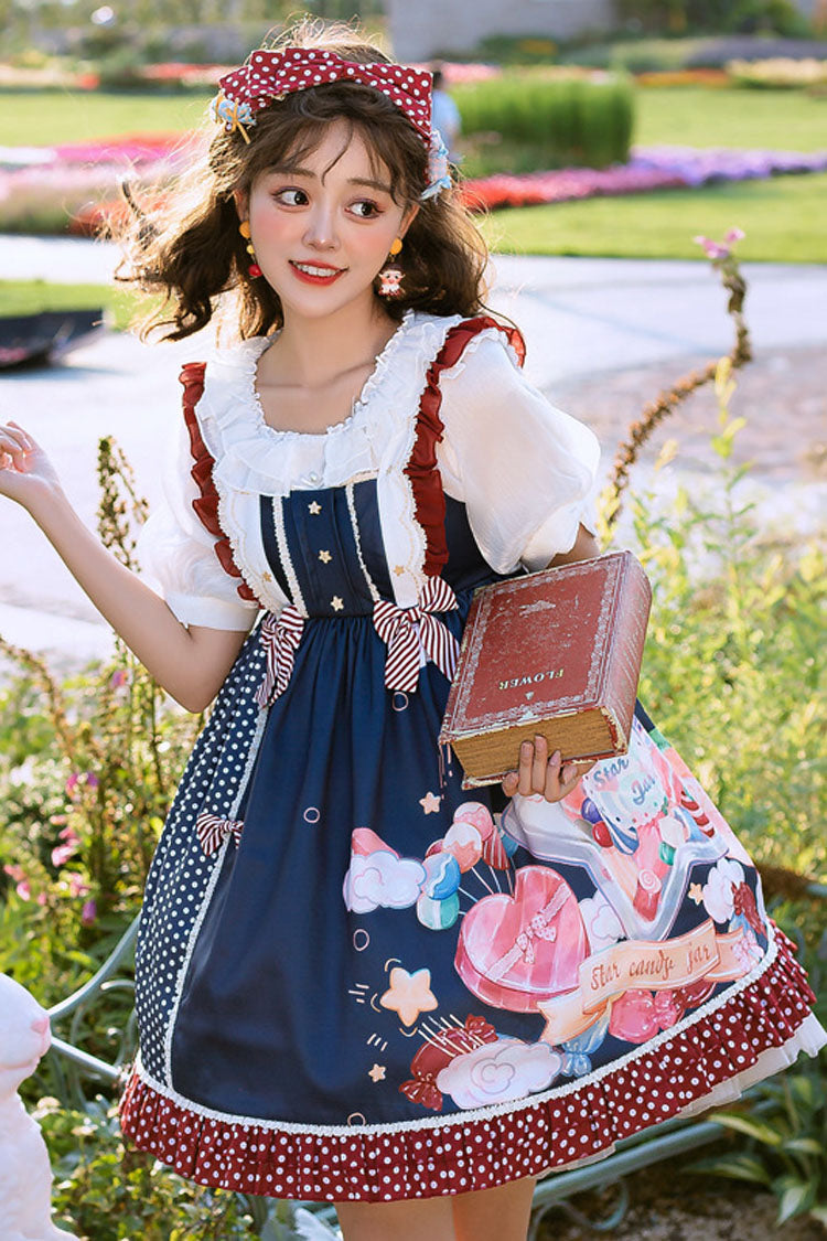 Candy Print Star Buttons Sweet Lolita JSK Dress