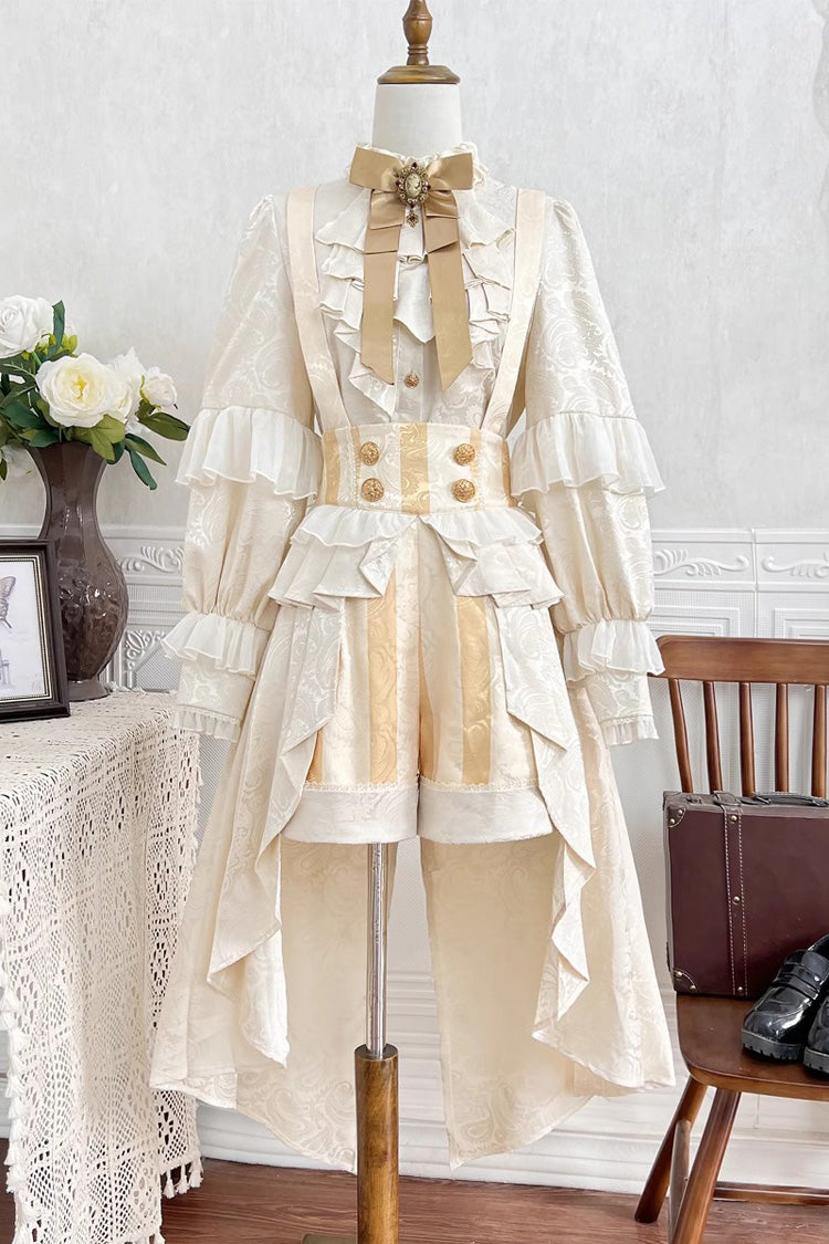 Golden Jacquard Print Ruffle Elegant Prince Handsome Ouji Lolita Shorts