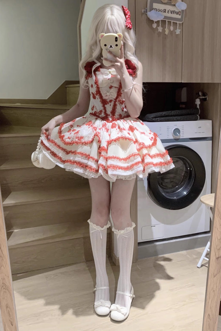 Jasmine Rain Print Stitching Lace Sweet Lolita Jsk Dress 6 Colors