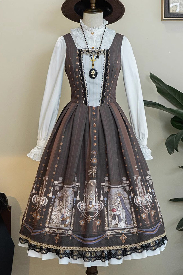 Demon Hunting Notes Print Ruffle Sweet Elegant Lolita Jumper Dress 2 Colors