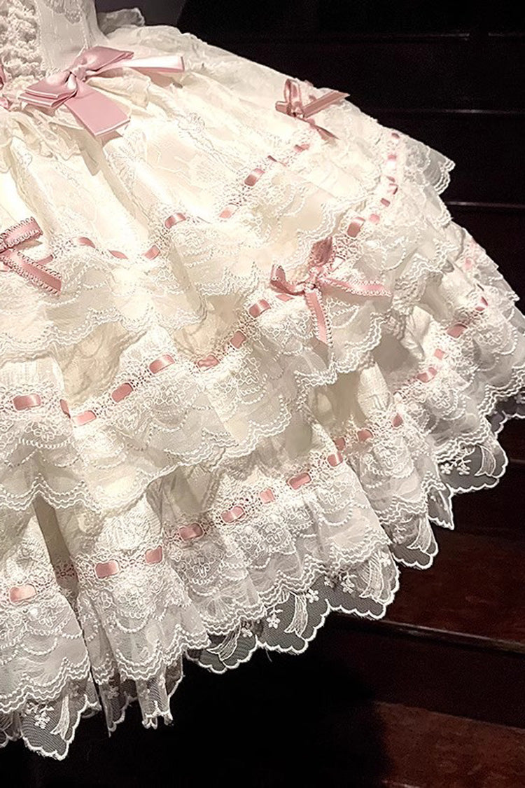 Apricot Flora Isle Butterfly Sleeveless Ruffle Bowknot Lace Lace-Up Sweet Elegant Lolita Jsk Dress