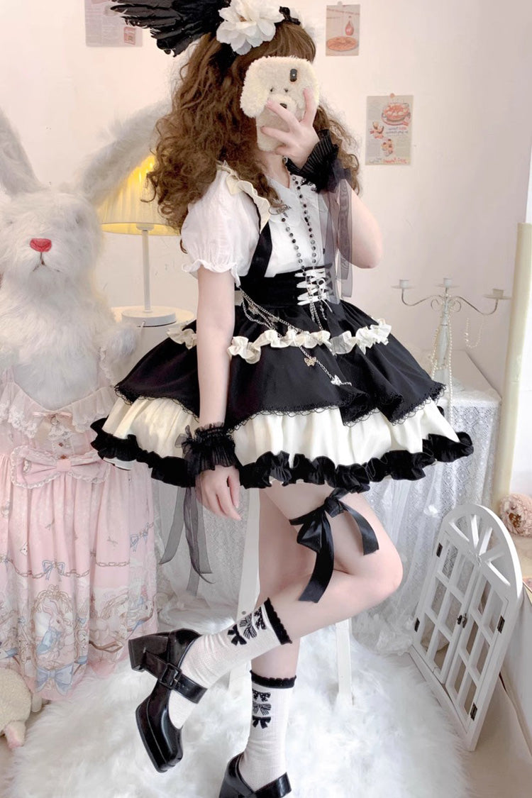 Strappy Doll Collar Ruffle Sweet Lolita Tiered Skirt 7 Colors