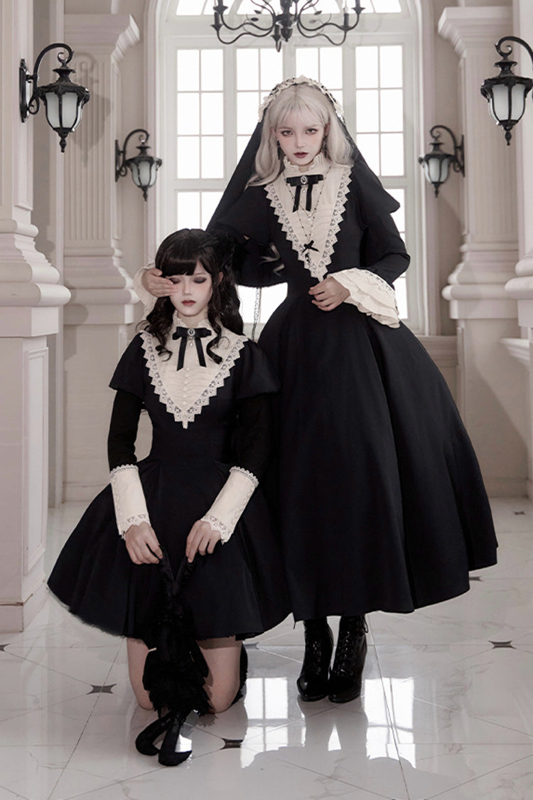 Black Letters and Poems·Nocturne Nun Long Sleeves Ruffle Gothic Lolita Long Dress