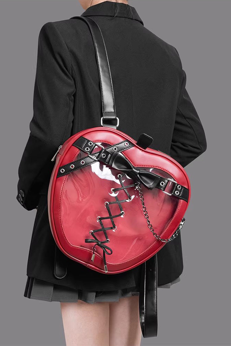 Red Bow Lace-Up Chain-Decorated Gothic Lolita Apple Itabag