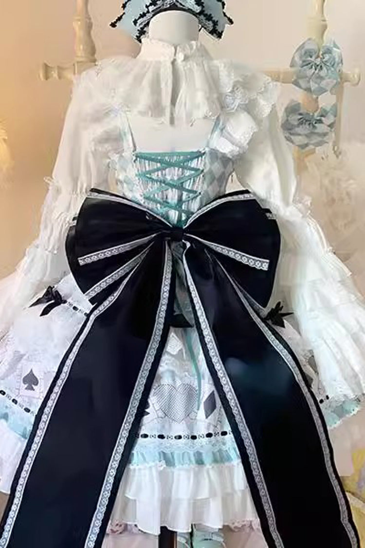 Mint Green Bamboo Overture Sleeveless Print Ruffle Bowknot Lace Sweet Lolita Dress