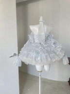 Hime Lolita Baby Blue Princess Ballet Style Fairy Ball Gown with Lace Cake Prom Dresses