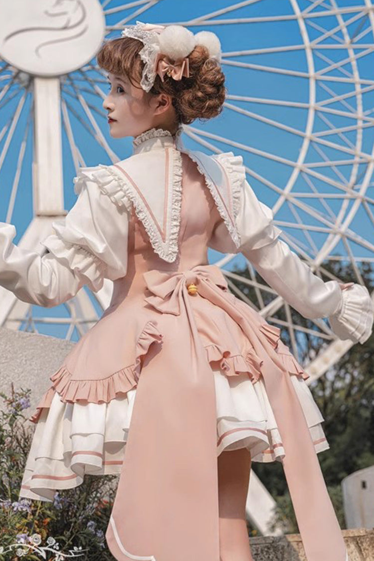 Magical Girl Long Sleeves Multi-layer Ruffle Bowknot Sweet Princess Lolita Dress 2 Colors