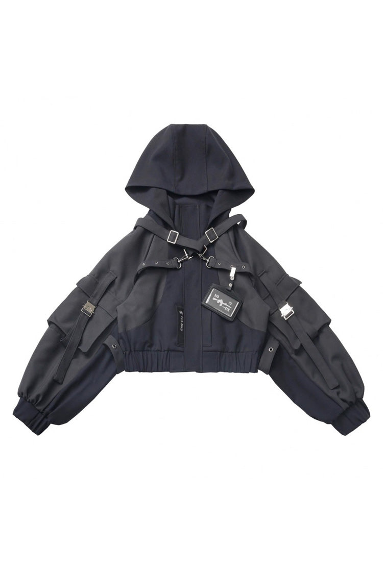 Black Retrograde Orbit Long Sleeves Gothic Ouji Lolita Short Coat and Pnats Set