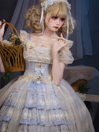 Ballet Cake Dress Hime Lolita Tea Party Fashion Whimsical Light Blue Organza Dress