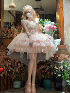 Ballet Cake Dress Hime Lolita Tea Party Fashion Whimsical Light Pink Organza Dress