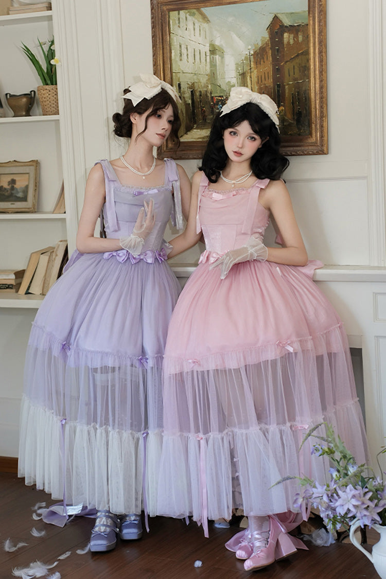 Purple Foamy Sea Sleeveless Ruffle Bowknot Fishbone Sweet Lolita Jsk Dress
