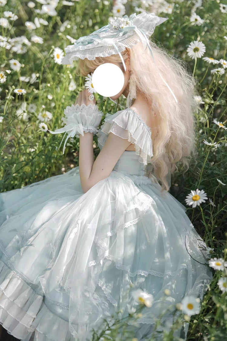 Light Green Love Is Coming Multi-layer Ruffle Embroidery Bowknot Sweet Princess Lolita Jsk Dress