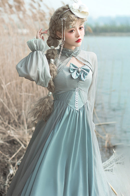 Light Green Elegant Mid High Waist Chiffon Classic Lolita OP Dress