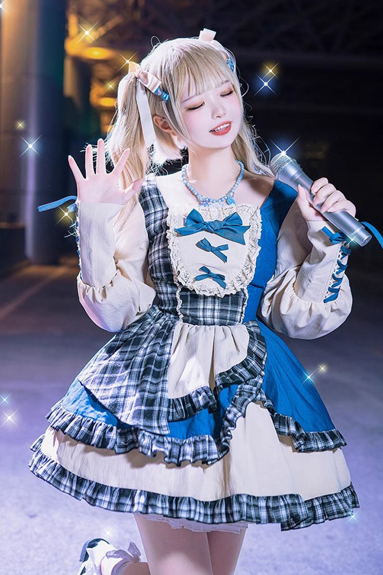 Multi-Color Sunset Tour Cool Spice Denim Long Sleeves Sweet Lolita Dress